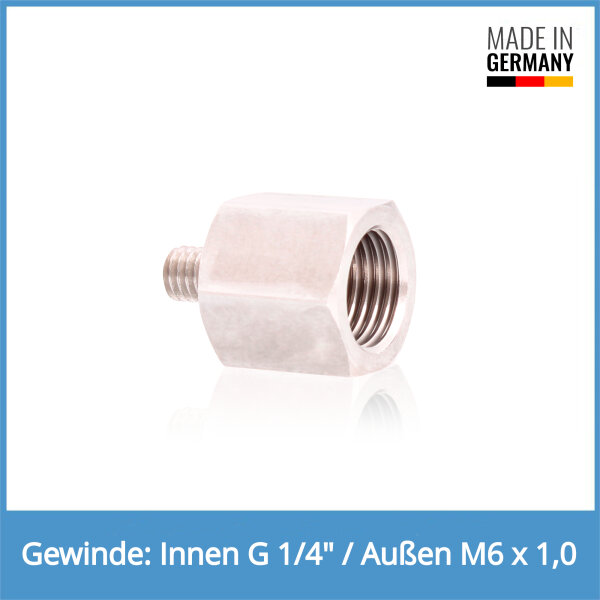 Reduziernippel Innen: G 1/4" / Au&szlig;en: M6 x 1,0 Edelstahl V2A