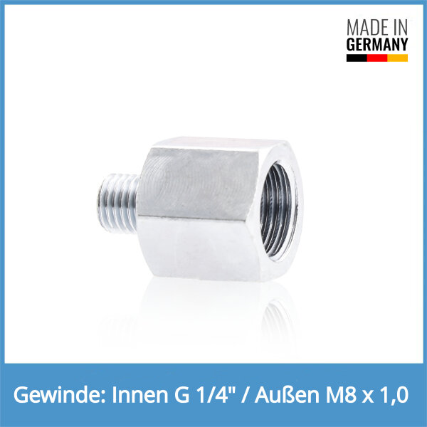Reduziernippel Innen: G 1/4" / Au&szlig;en: M8 x 1,0 Stahl verzinkt