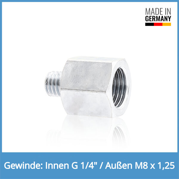 Reduziernippel Innen: G 1/4" / Au&szlig;en: M8 x 1,25 Stahl verzinkt