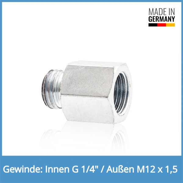 Reduziernippel Innen: G 1/4" / Au&szlig;en: M12 x 1,5 Stahl verzinkt
