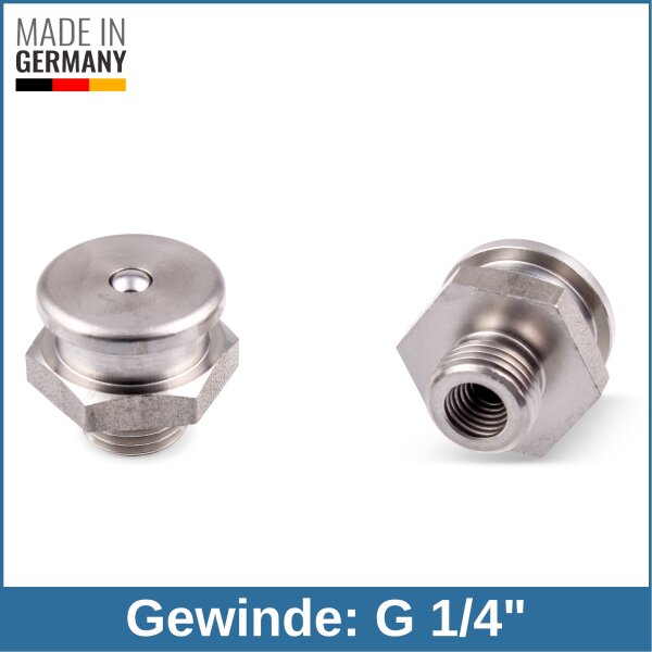 Flachschmiernippel DIN 3404 M22 (&Oslash;22mm) G 1/4" Edelstahl V4A