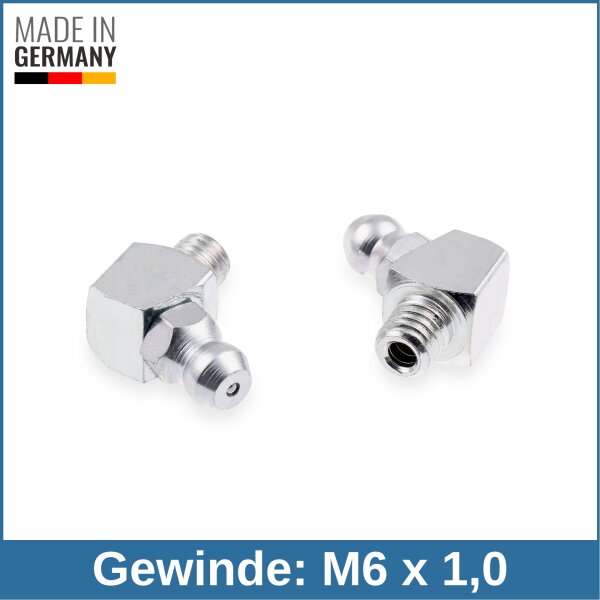 Kegelschmiernippel DIN 71412 B (67&deg;) M6 x 1,0 4-kant Stahl verzinkt