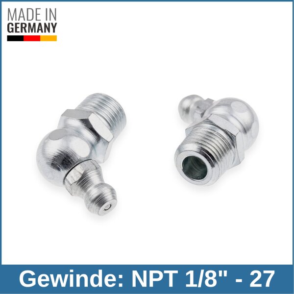 Kegelschmiernippel DIN 71412 B (67&deg;) NPT 1/8" Stahl verzinkt