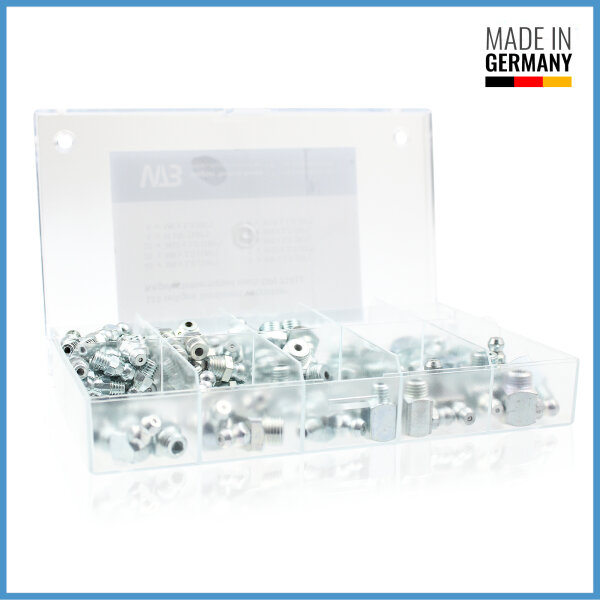 115 teiliges Sortiment verzinkter Kegelschmiernippel nach DIN 71412