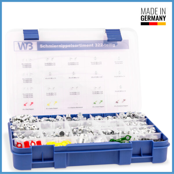 322 teiliges Sortiment verzinkter Kegelschmiernippel nach DIN 71412