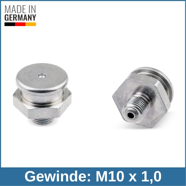 Flachschmiernippel DIN 3404 M22 (&Oslash;22mm) M10 x 1,0 Stahl verzinkt