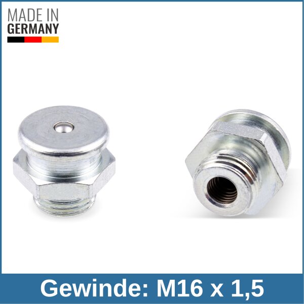 Flachschmiernippel DIN 3404 M22 (&Oslash;22mm) M16 x 1,5 Stahl verzinkt