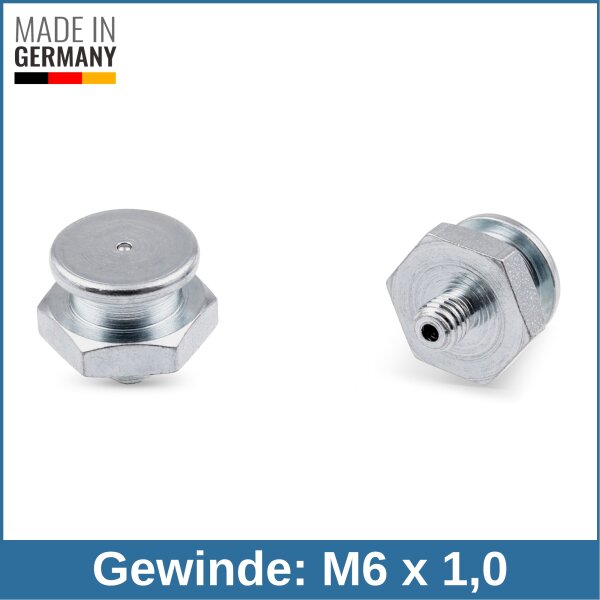 Button Head Grease Nipples DIN 3404 M1 (&Oslash;16mm) M6 x 1,0 steel zinc-plated