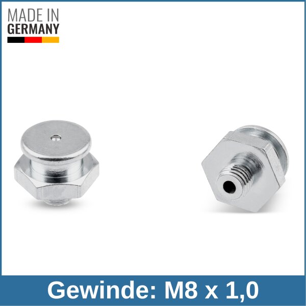 Button Head Grease Nipples DIN 3404 M1 (&Oslash;16mm) M8 x 1,0 steel zinc-plated