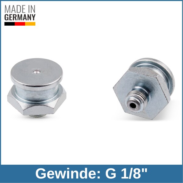 Button Head Grease Nipples DIN 3404 M22 (&Oslash;22mm) G 1/8" steel zinc-plated