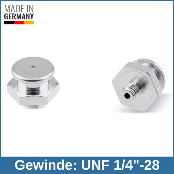Button Head Grease Nipples DIN 3404 M1 (&Oslash;16mm) 1/4" UNF steel zinc-plated