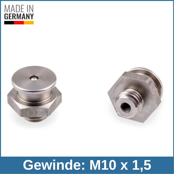 Button Head Grease Nipples DIN 3404 M1 (&Oslash;16mm) M10 x 1,5 stainless steel AISI 303