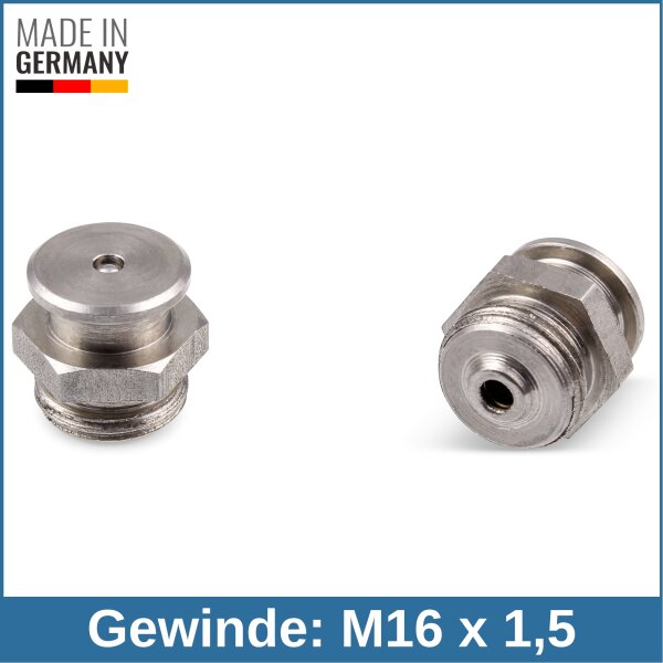 Button Head Grease Nipples DIN 3404 M1 (&Oslash;16mm) M16 x 1,5 stainless steel AISI 303