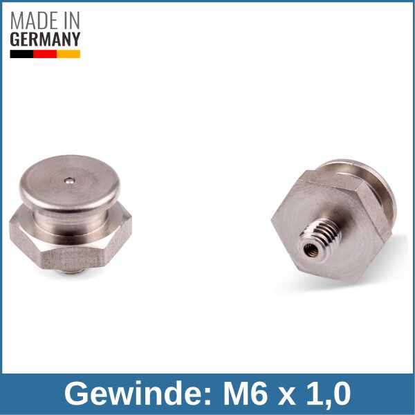 Flachschmiernippel DIN 3404 M1 (&Oslash;16mm) M6 x 1,0 Edelstahl V2A