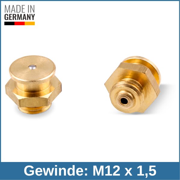 Button Head Grease Nipples DIN 3404 M1 (&Oslash;16mm) M12 x 1,5 brass