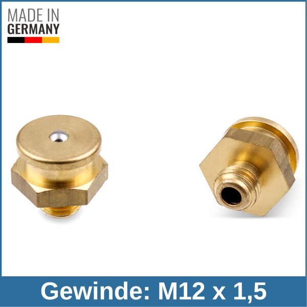 Button Head Grease Nipples DIN 3404 M22 (&Oslash;22mm) M12 x 1,5 brass