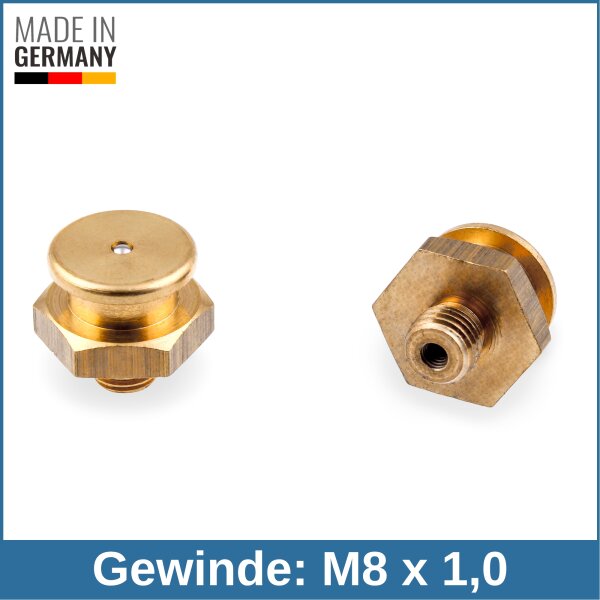 Button Head Grease Nipples DIN 3404 M1 (&Oslash;16mm) M8 x 1,0 brass
