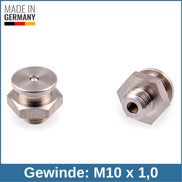 Button Head Grease Nipples DIN 3404 M1 (&Oslash;16mm) M10 x 1,0 stainless steel AISI 316L