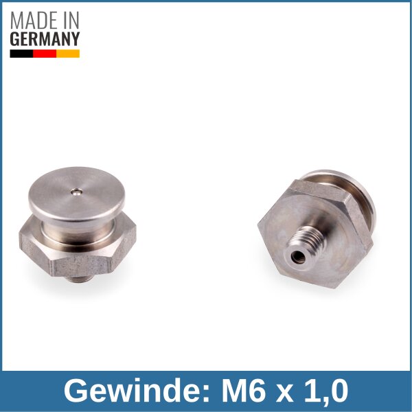 Button Head Grease Nipples DIN 3404 M1 (&Oslash;16mm) M6 x 1,0 stainless steel AISI 316L