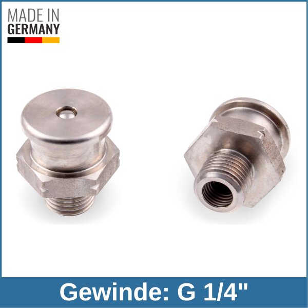 Flachschmiernippel DIN 3404 M22/L (&Oslash;22mm) G 1/4" Edelstahl V4A