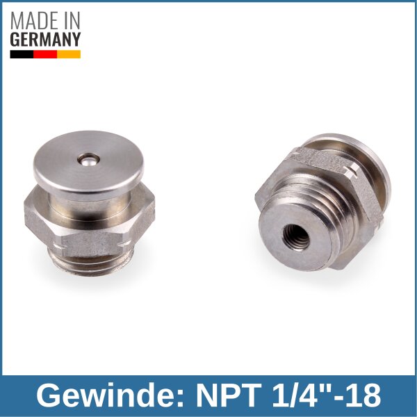 Button Head Grease Nipples DIN 3404 M1 (&Oslash;16mm) NPT 1/4" stainless steel AISI 316L
