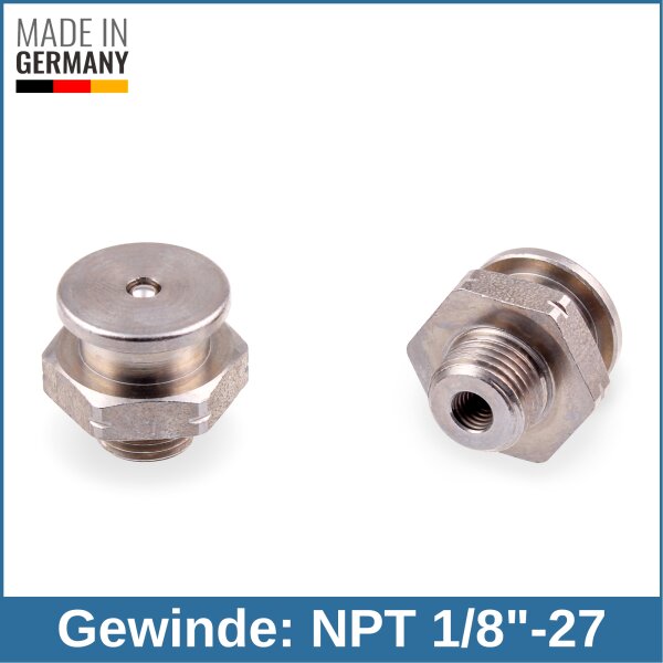Button Head Grease Nipples DIN 3404 M1 (&Oslash;16mm) NPT 1/8" stainless steel AISI 316L