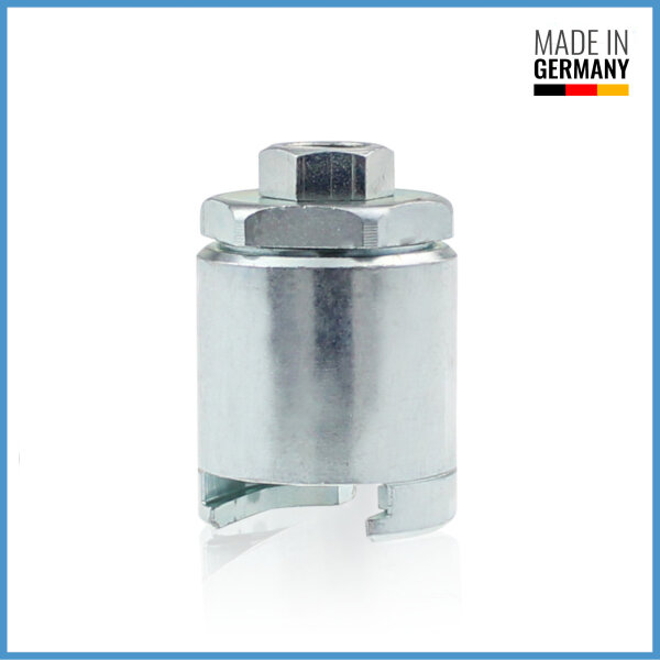 Schiebekupplung M10 x 1,0 Anschlu&szlig; oben mit Gummidichtung f&uuml;r Flachschmiernippel M22 (&Oslash;22mm)