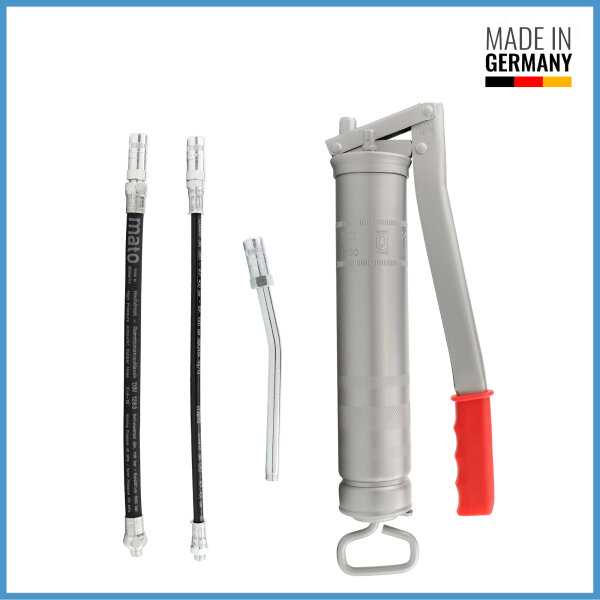 MATO Ganzstahl-Fettpresse E500 f&uuml;r 400g Kartuschen oder 500g loses Fett